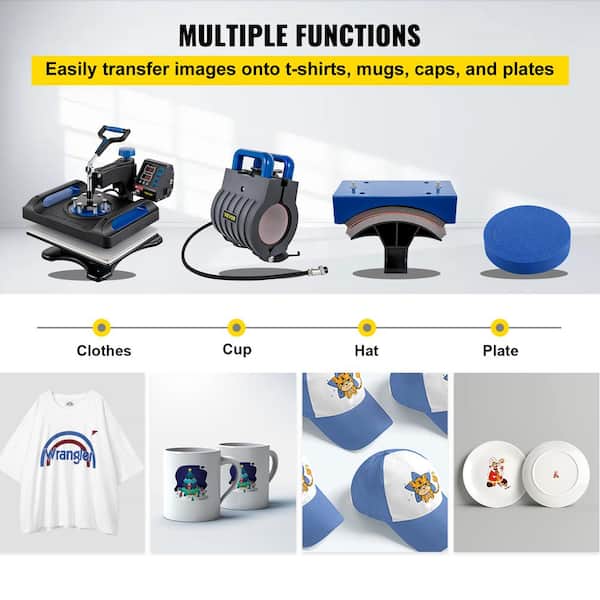 VEVOR Heat Press Machine 5-in-1 12 x 15 Inches Fast Heating 360 Swing Away Digital Sublimation Transfer T-Shirt Vinyl Transfer Printer for Banners