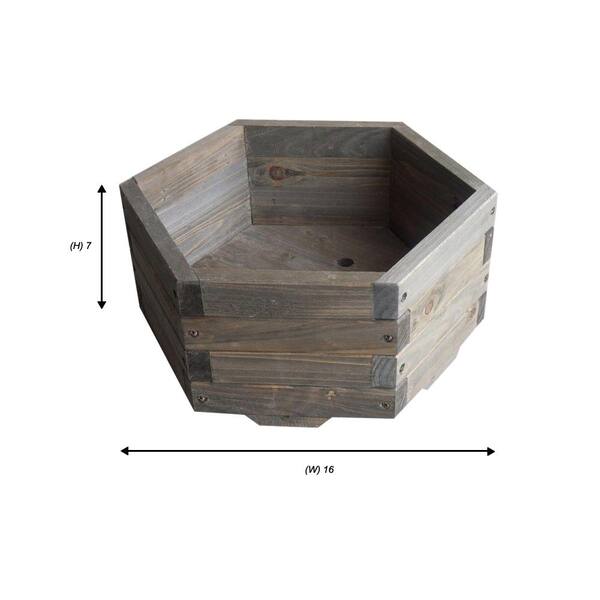 Elegant Home Fashions - 16 in. dia. All Wood Hexagon Barrel Planter