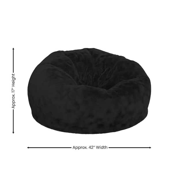 Carnegy Avenue Black Furry Fabric Bean Bag