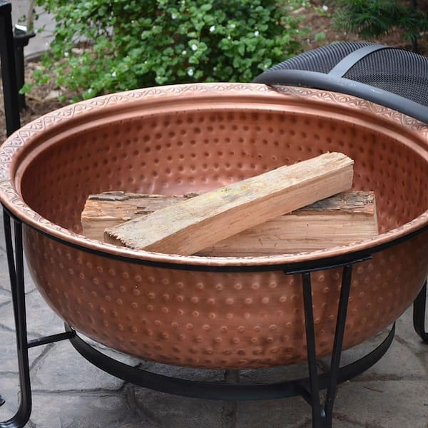 Gilbert Bennett Vintage Copper Fire, Solid Hammered Copper Fire Pit With Lid Converts To Table