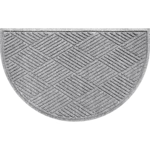 Waterhog Diamonds 24 in. x 39 in. Indoor Outdoor PET Polyester Half Round Doormat Medium Gray