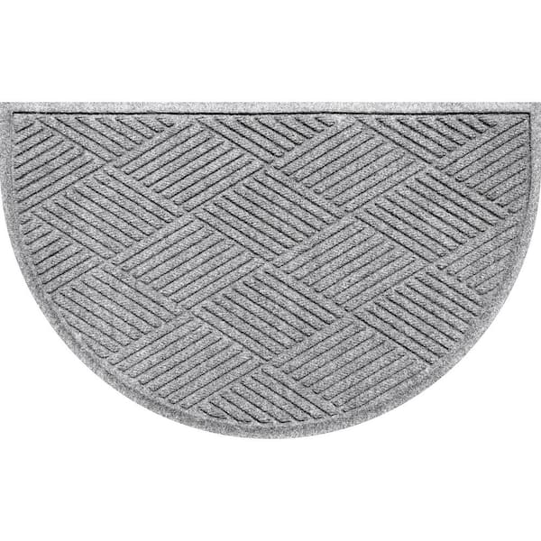 Unbranded Waterhog Diamonds Medium Gray 24 in. x 39 in. PET Polyester Half Round Non-Slip Indoor Outdoor Door Mat