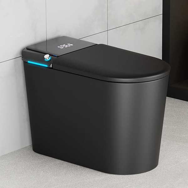 1.28 GPF Auto Open Close Lid Elongated Bidet Toilet in Matte Black with Heated Seat, Warm Air Dryer and Ambient Light