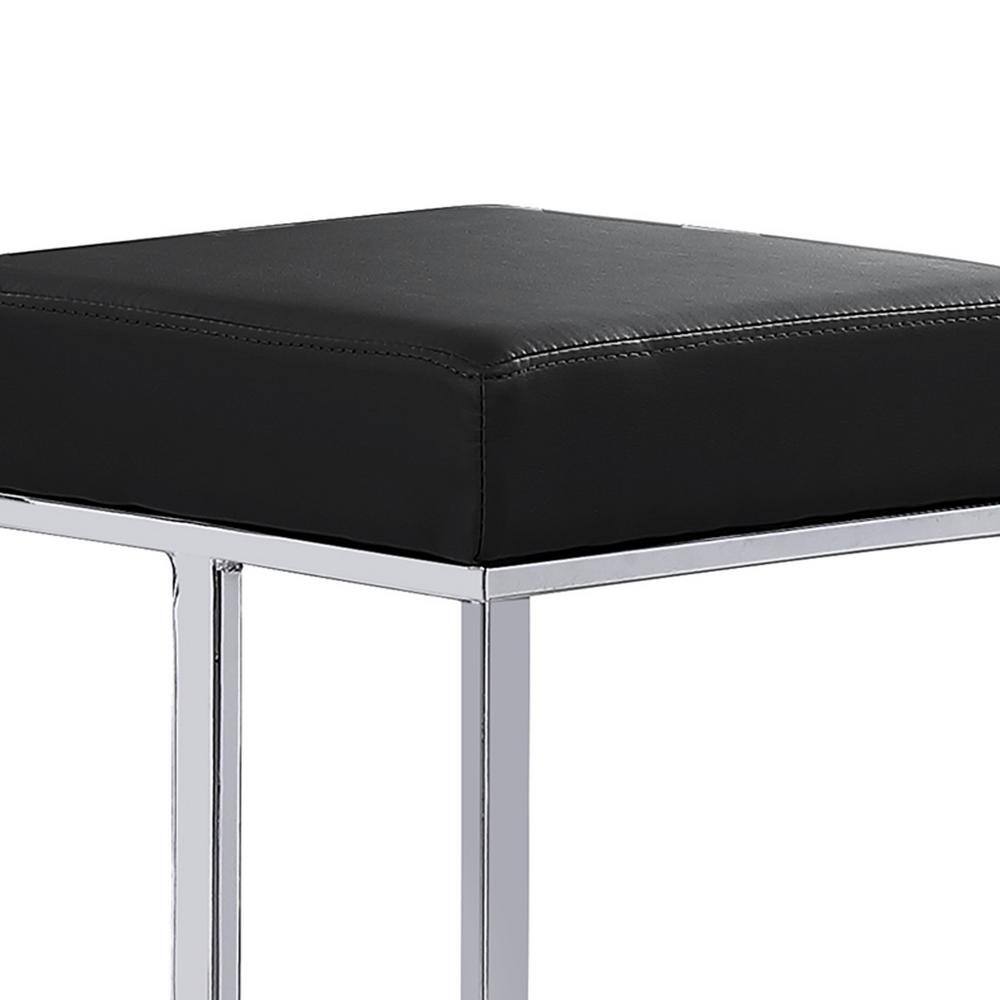 Dorrington 31" Black Faux Leather Backless Bar Stool with Silver Base