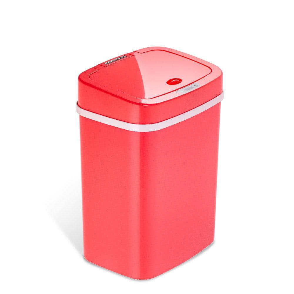NINESTARS 3 Gal. Motion Sensor Red Rectangular Shape Plastic Trash