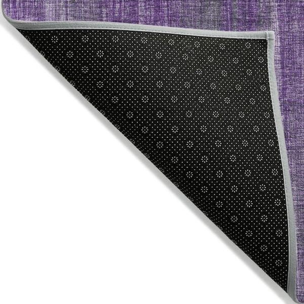 Purple 9 ft. x 12 ft. Woven Striped Polyester Rectangle Indoor / Outdoor Area Rug