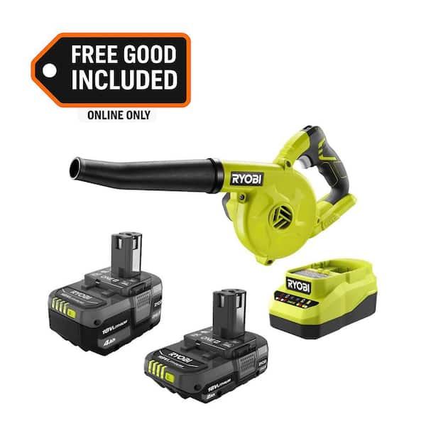 ONE+ 18V Lithium-Ion Kit with 2.0 Ah and 4.0 Ah Batteries, Charger, and ONE+ 18V Cordless Compact Workshop Blower