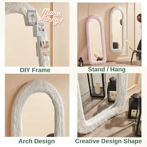 24 in. W x 63 in. H White Arched Long Flannel Mirror Wood Framed Freestanding Full-Length Mirror