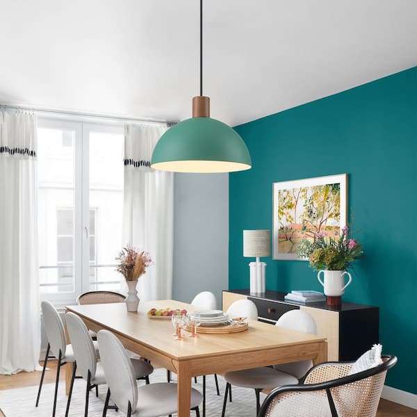 Nathan 11 in. 1-Light Scandinavian Green Dome Pendant Light for Kitchen Island Foyer Dinning Room