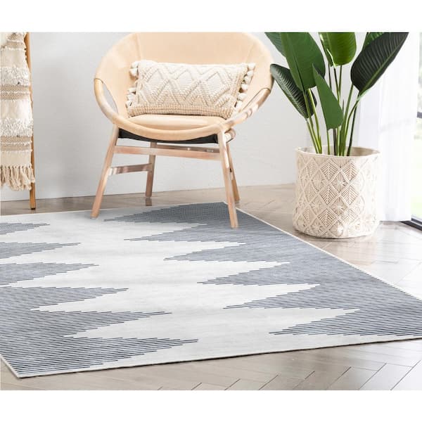 Apollo Bree Ivory Grey 9 ft. 10 in. x 13 ft. Moroccan Moroccan Diamond Flat-Weave Area Rug
