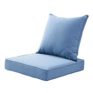 Outdoor Deep Seat Cushion Set 24x24"&22x24", Lounge Chair Loveseats Cushions for Patio Furniture Warm Blue
