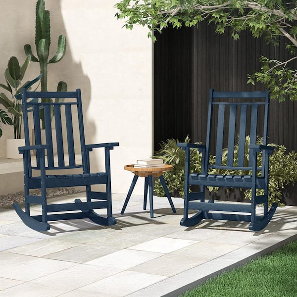 GARSING 2-Piece Navy Plastic Outdoor Rocking Chairs Set