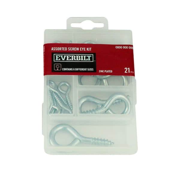 Everbilt Zinc-Plated Assorted Screw Eye Kit (21-Pack) 803364 - The