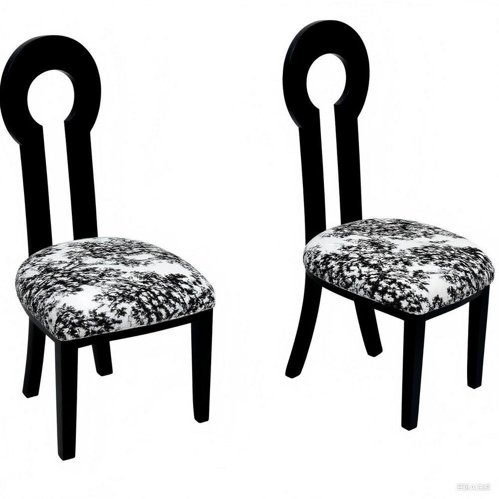 White+Black Fabric Dining Chair Set of 2,Linen Upholstered Parson Chair ...