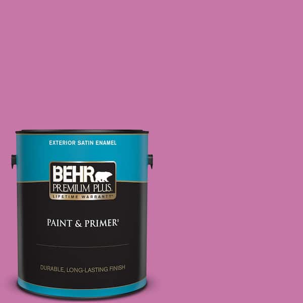 BEHR PREMIUM PLUS 1 gal. #680B-5 Strawberry Freeze Satin Enamel Exterior Paint & Primer