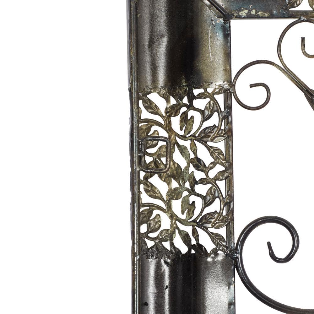 Bronze Finish Floral Scroll Square Wall Sculpture