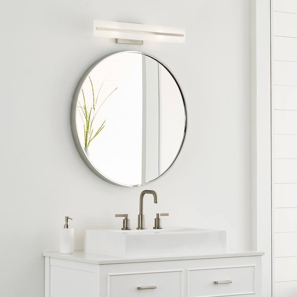 Modern Brushed Nickel 2-Light Bath Vanity with Satin Etched Glass