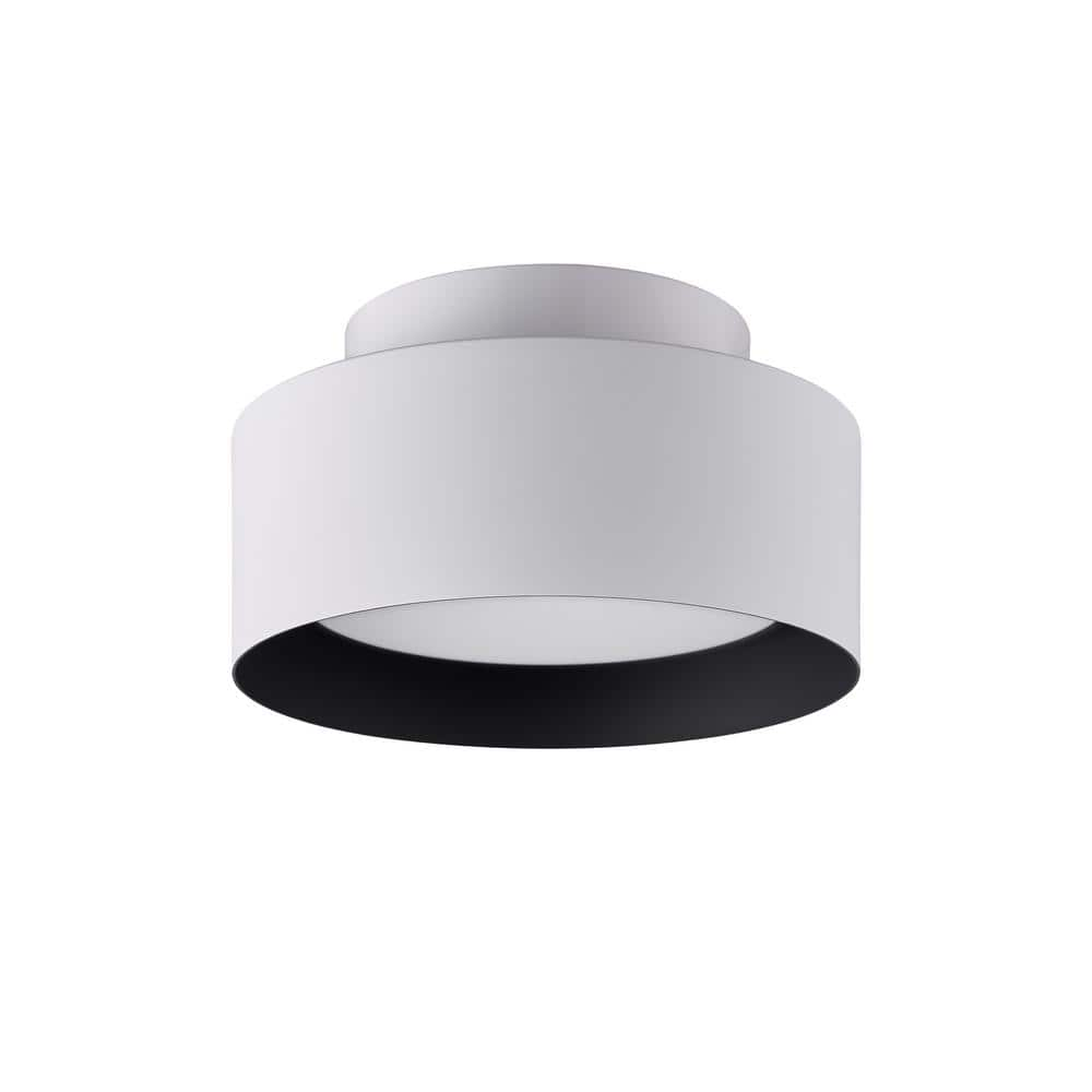 Bromi Design Lynch 10 In. 1-Light White And Black Flush Mount Ceiling ...