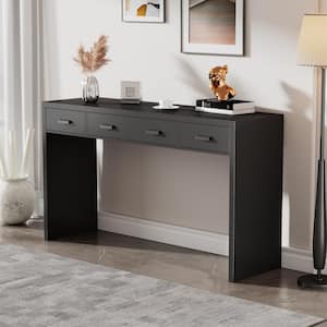 Minimalist 52 in. Black Rectangle MDF Console Table with 4-Drawers, Metal Handles for Entry Way, Living, Dining Room