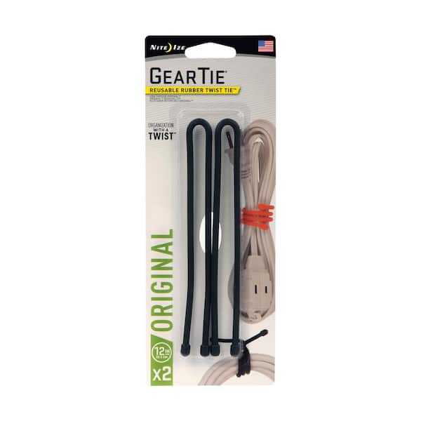Nite Ize 12 in. Rubber Reusable Twist Tie in Black (2-Pack)