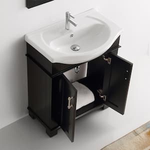 Hudson 30 in. W Traditional Bathroom Vanity in Black with Ceramic Vanity Top in White with White Basin