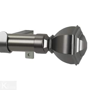 72 in. Non-Adjustable 1-1/8 in. Single Window Curtain Rod Set in Gun Metal with Venice Finial