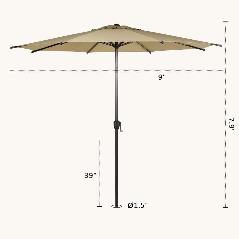 Lyon 9ft Brown Steel Outdoor Patio Umbrella