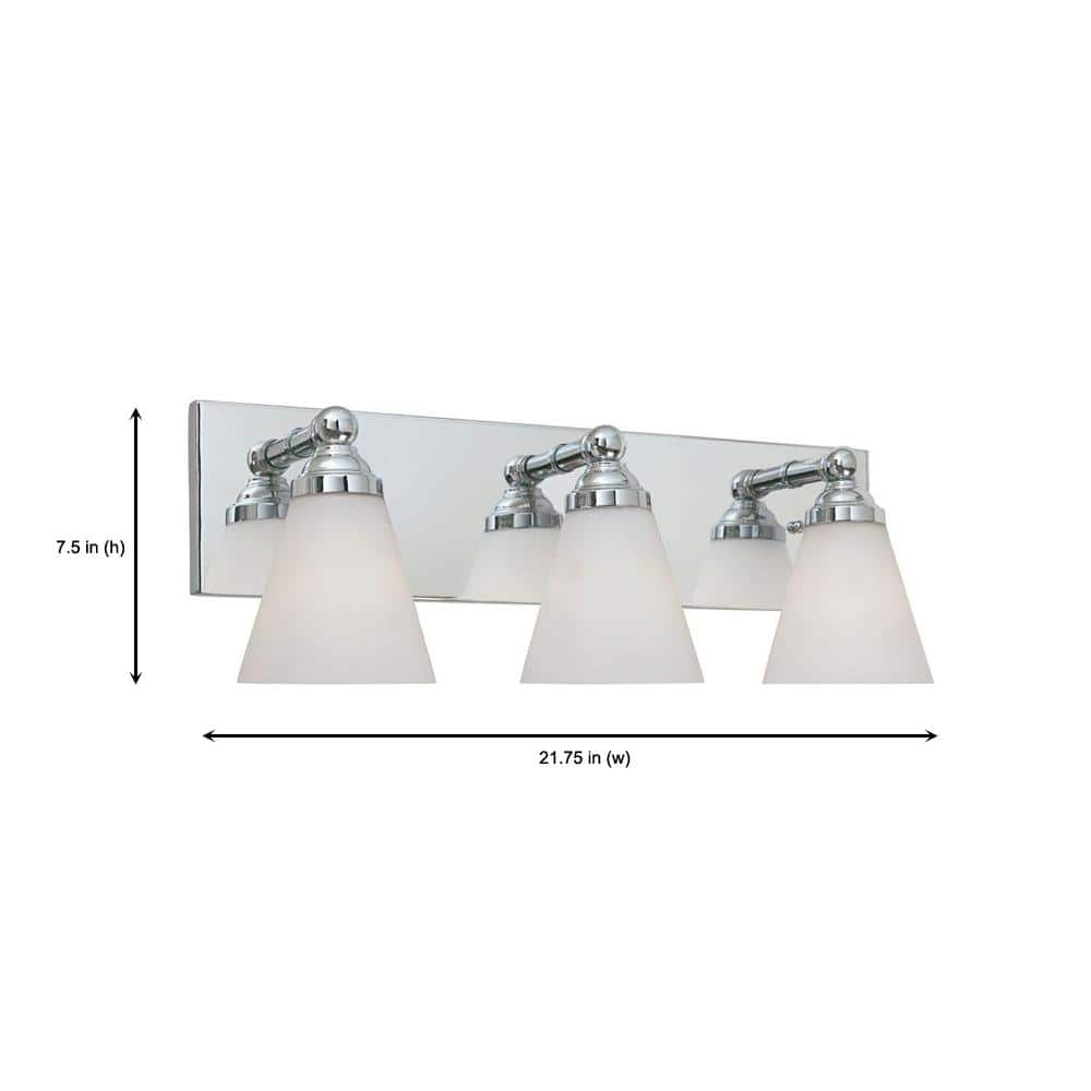 Hudson Chrome 21.75" Modern Wall Bath Bar with White Opal Glass