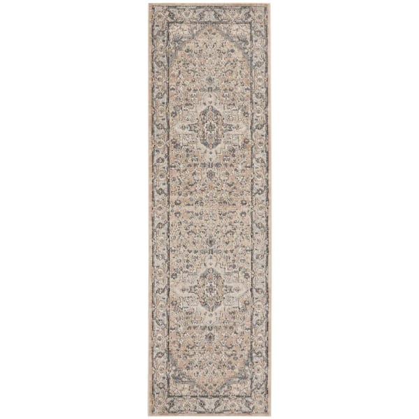 Nourison Concerto Beige Grey 2 ft. x 6 ft. Center medallion Traditional Runner Area Rug