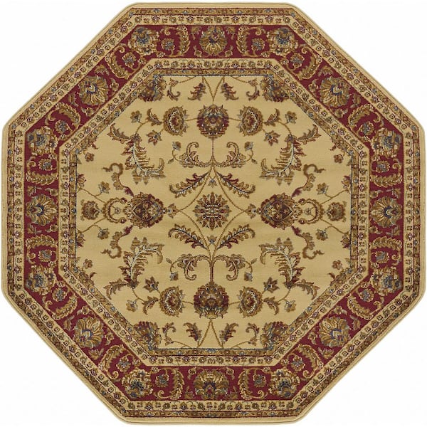 Sensation Border Ivory 6OCT Octagon ft. Indoor Area Rug