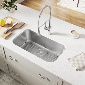 Undermount Stainless Steel 30 in. Single Bowl Kitchen Sink with Additional Accessories