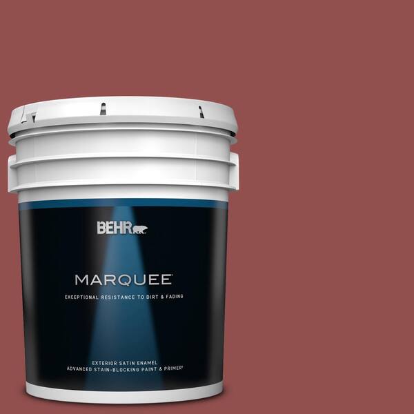 BEHR MARQUEE 5 gal. #PPU1-08 Pompeian Red Satin Enamel Exterior Paint & Primer