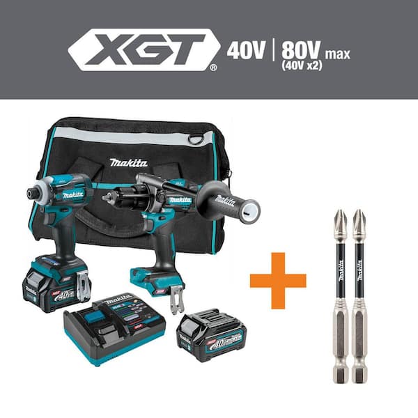 40V Max XGT Brushless Cordless 2-Pc. Combo Kit 2. 5Ah with bonus IMPACT XPS #2 Phillips 3 in. Power Bit (2-Pack)