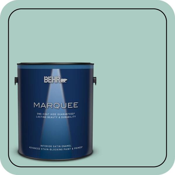 BEHR MARQUEE 1 gal. #M440-3 Baby Aqua One-Coat Hide Satin Enamel Interior Paint & Primer