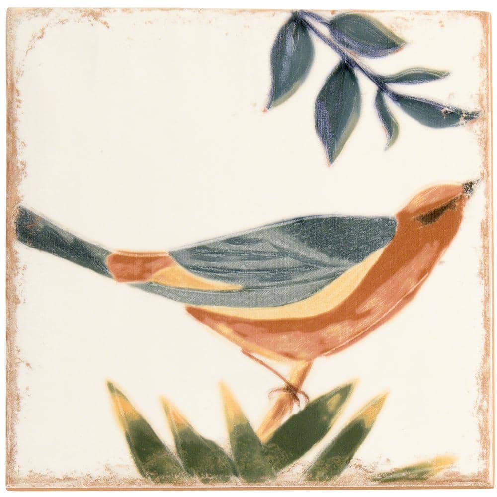 Sonata Decor 8" x 8" Multicolor Ceramic Wall Tile