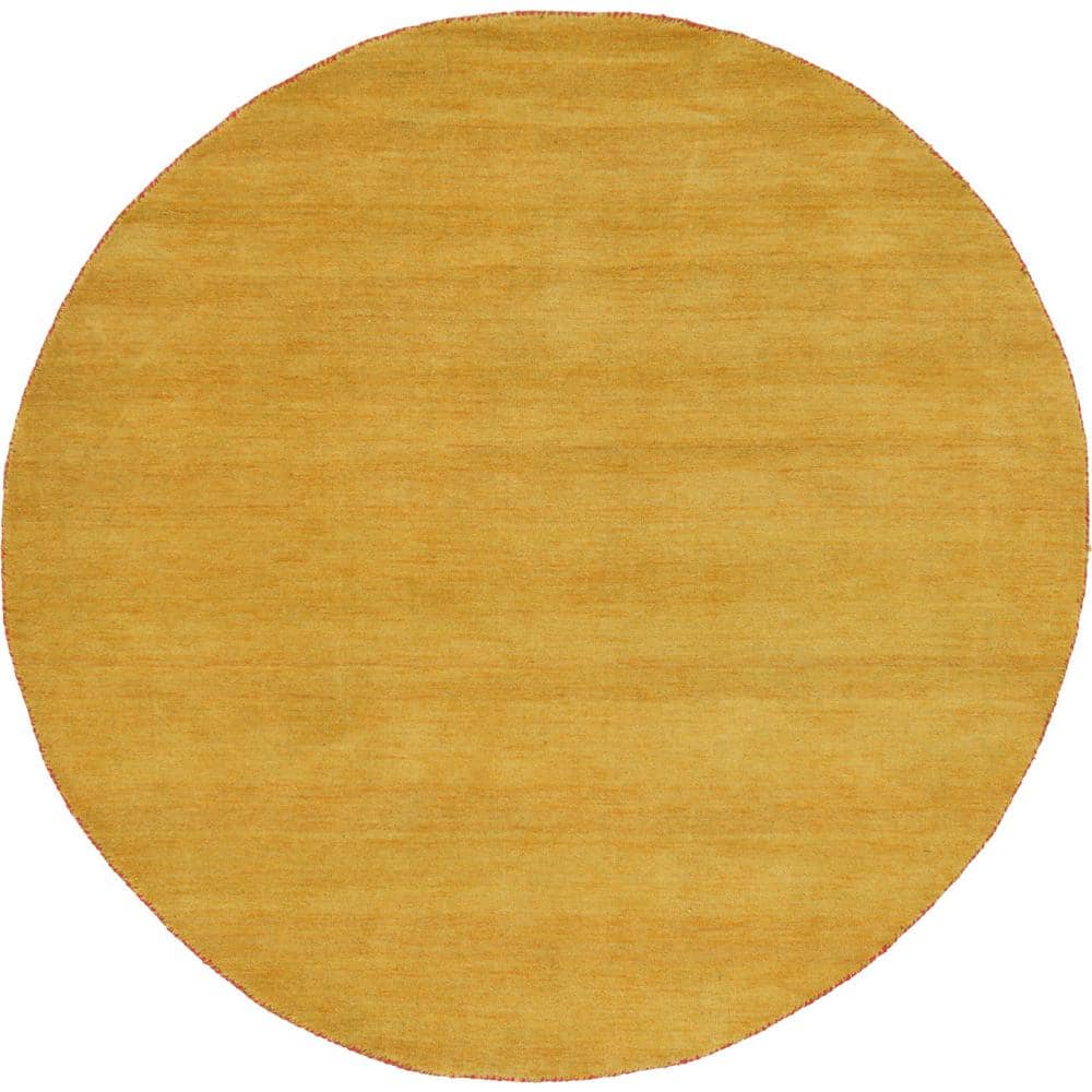 Unique Loom Solid Gava Solid Gold 6' 7 x 6' 7 Round Rug 3125227 - The ...