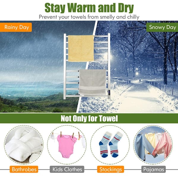 Costway 145W Electric Towel Warmer Wall Mounted Heated Drying Rack