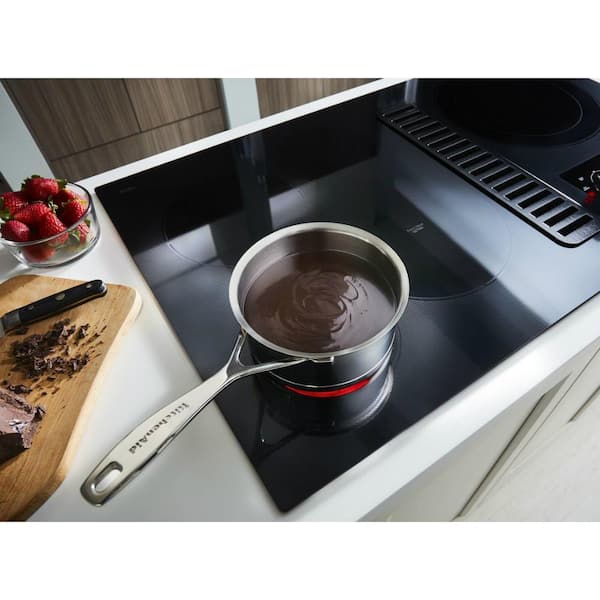 30 in. Electric Downdraft Cooktop in Black with 4 Burner Elements