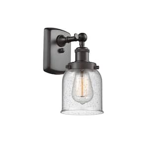 Bell 1-Light Oil Rubbed Bronze Wall Sconce with Seedy Glass Shade