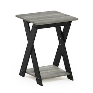 Modern 15.55 in. Grey Oak/Black Wood End Table