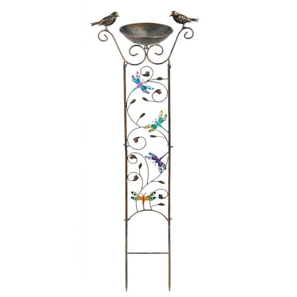Unbranded Bird Bath Dragonfly Metal for Climbing Flowers Garden Plant Trellis Plant Support Platform Feeder