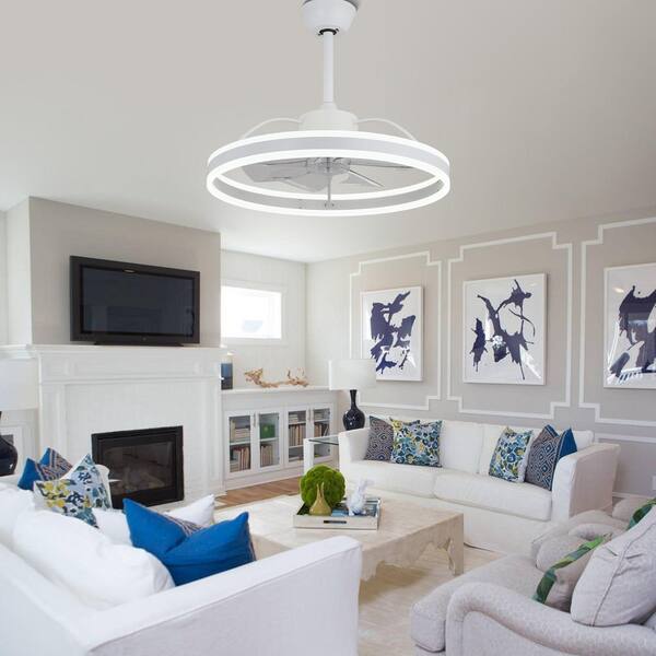 Oaks Aura Cotti 24 in. Indoor White Modern Smart Ceiling Fan with
