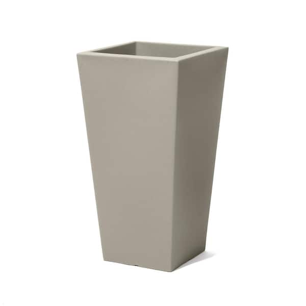 Step2 15 in. x 28 in. Tremont Tall Square Tapered Planter Concrete