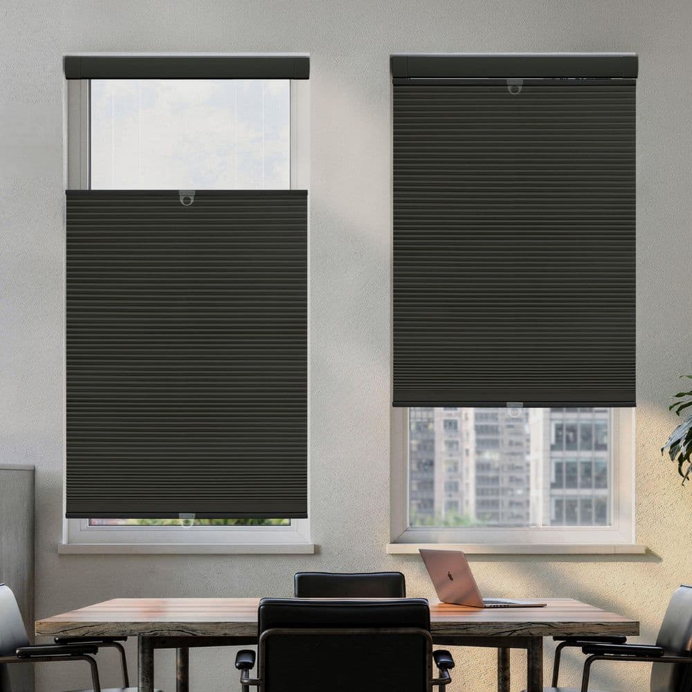 Black Cordless Blackout Top Down Bottom Up No Drill No Tool Polyester Cellular Shades - 25 in. W x 64 in. L price history on PriceWatchPro