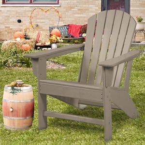 Outdoor Composite Classic Adirondack Chair, All-Weather Resistant Deck Lounge Chair with Ergonomic Design