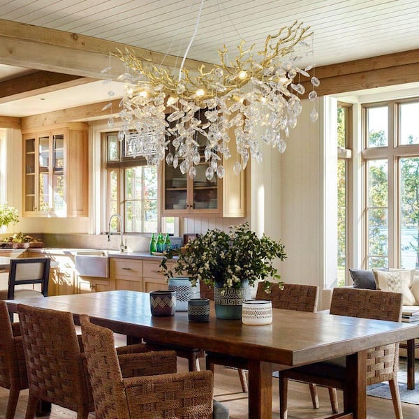 【Novelbright】Chandelier PUYRNF 36 in. 10-Light Dimmable LED Crystal Kitchen Island