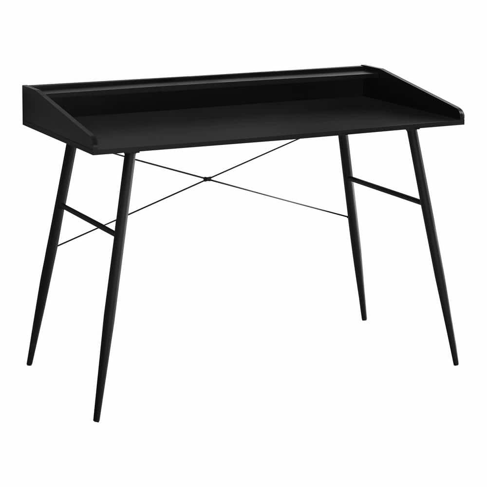 48 in. L Black Black Computer Desk Small Hutch 2-Storage Cubbies 1-Shelf