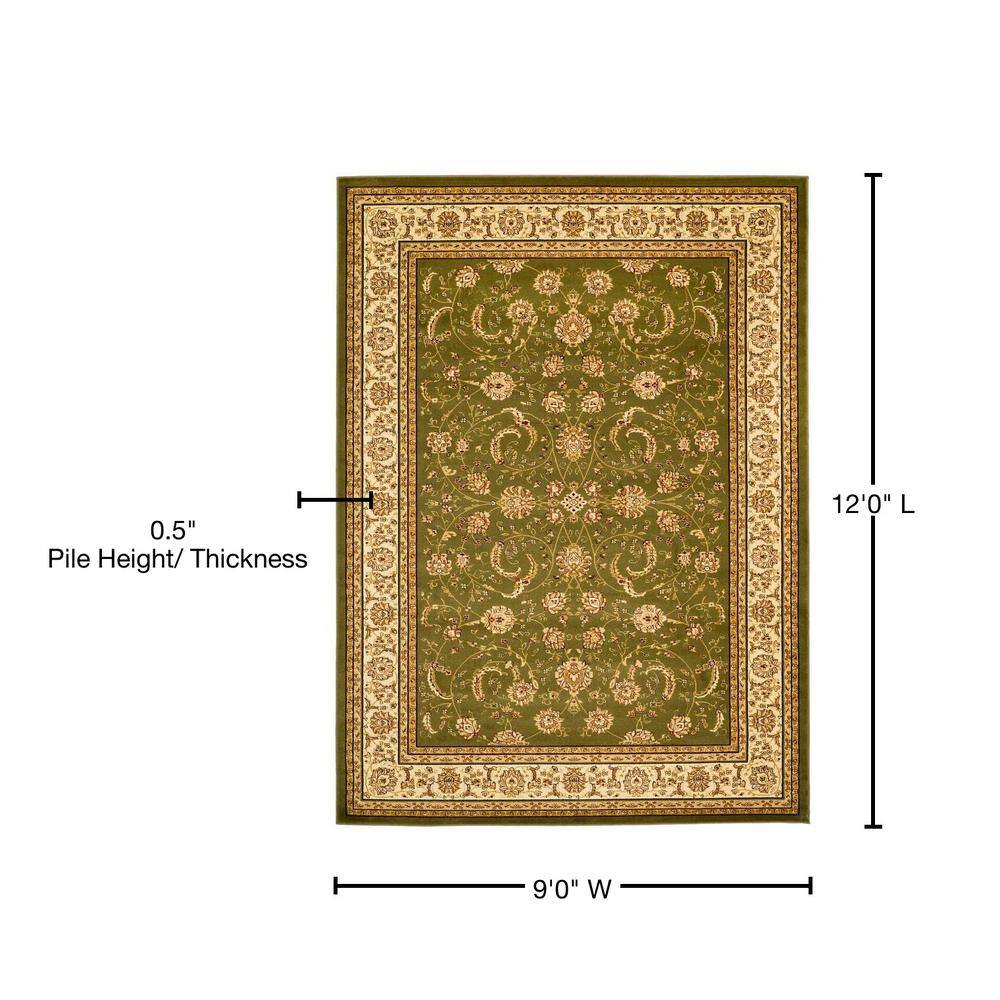 Sage and Ivory Synthetic Rectangular Area Rug, 9' x 12'
