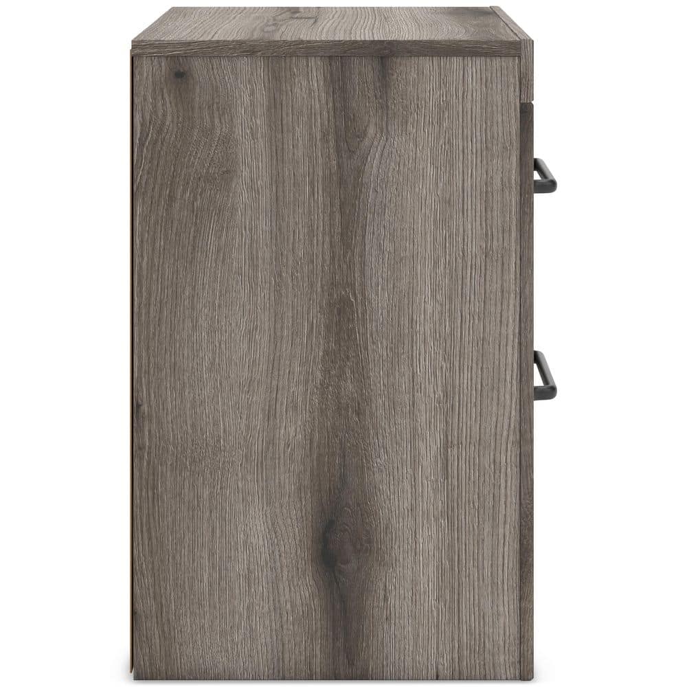 Weathered Gray Rustic 2-Drawer Nightstand with USB Ports