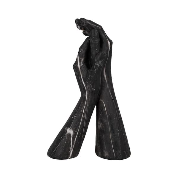 Liv & Skye Black 8 in. x 13 in. Resin Intertwined Hands Marbled Sculpture